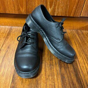 Dr Martens Womens Black Mono Oxford Shoes Size 10 3 Eyelet Leather Docs
